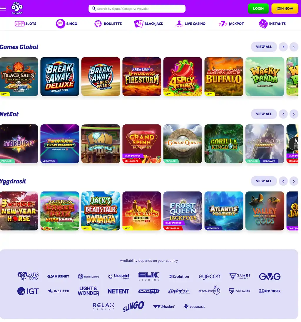 PlayOJO Casino Software Providers